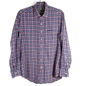 Sid Mashburn Mens L Pink Blue‎ Check Plaid Long Sleeve Button Down Shirt